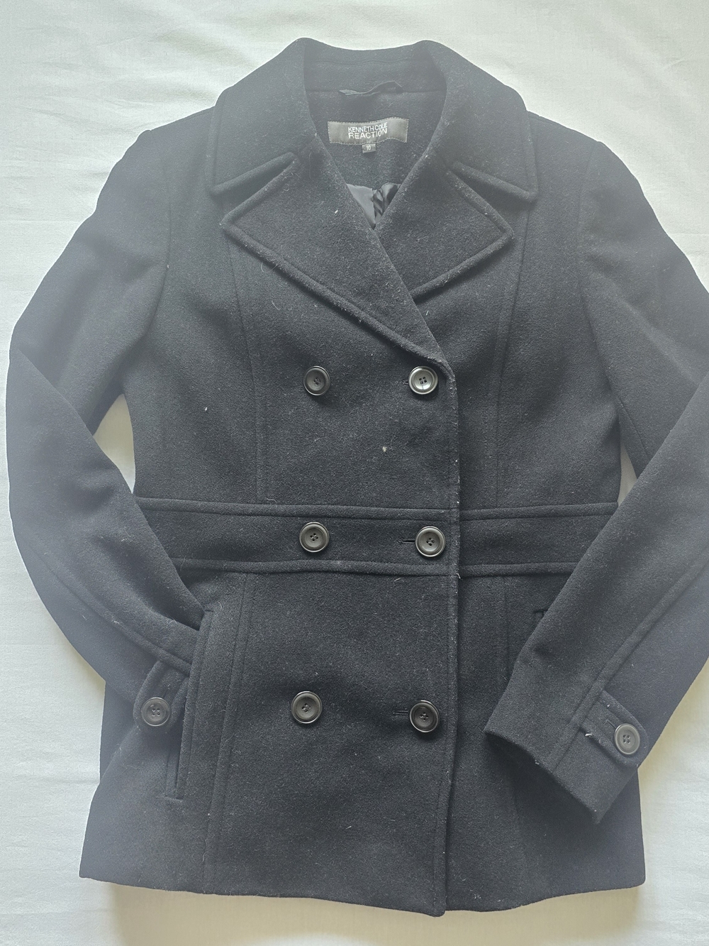 Kenneth Cole Reaction Black Double-Breasted Peacoat